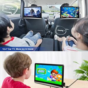 Seventour 12.4" Android 4K Car TV Headrest Monitor Tablet for Back seat, Support Phone Wireless Connection Mirror Link Touch Screen,with WiFi/Bluetooth/HDMI/USB/AV in/SD/Airplay Video Player(2*pcs)