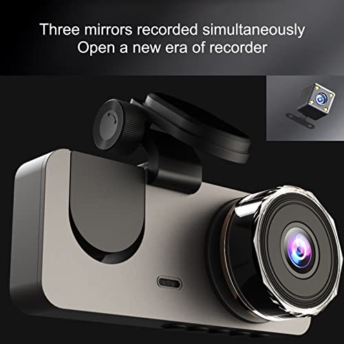 Front and Rear Inside 3 Channel Dash Cam,HD 1080P Dash Camera,170°+140° Wide Angle,IR Night Vision,Loop Recording,G-Sensor Smart Dash Camera for Cars