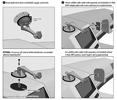 ARKON Windshield Dashboard Sticky Suction Car Mount for XM and Sirius Satellite Radios Single T and AMPS