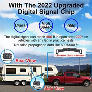 RV Dual Digital Wireless Backup Camera Kit with 7‘’ DVR Touch Key Monitor Trailer Rear View Front View Camera Without Difference Color No Interference IP69 Waterproof Latest Wide-Angle Camera