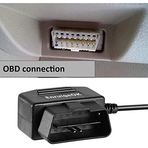 EnruigeOK Universal OBD OBD2 Power Cable for Dash Camera 24 Hours Surveillance/Acc Mode with Switch Button, 3Pin OBDII Adapter Hardwire Charger Cable 12-26V to 5V 2.5A (USB-C Port) (1, Black)
