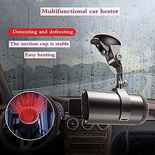 Portable Car Heater 12V 150W Car Heater That Plugs into Cigarette Lighter Portable Heater for Vehicle, Car Windshield Defogger Defroster,2 In1 Fast Heating or Cooling Fan for Cars,Gray