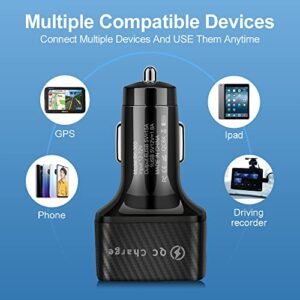 6-Port USB Fast Car Charger, QC3.0 Fast Charging Car Charger Adapter, 6 Multi Port Cigarette Lighter USB Charger, Car Phone Charger Compatible with iPhone & Android,Samsung Galaxy S10 S9 Plus and More