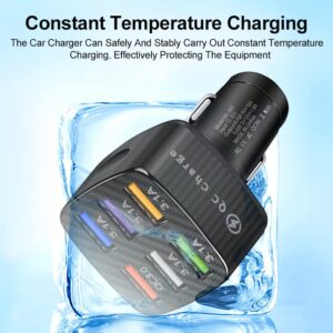 6-Port USB Fast Car Charger, QC3.0 Fast Charging Car Charger Adapter, 6 Multi Port Cigarette Lighter USB Charger, Car Phone Charger Compatible with iPhone & Android,Samsung Galaxy S10 S9 Plus and More