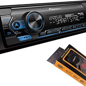 Pioneer Single DIN Bluetooth Digital Media Receiver with Short Chassis, Supports Amazon Alexa & Spotify + 2 Pairs of 6.5" Car Speakers (4 Speakers)