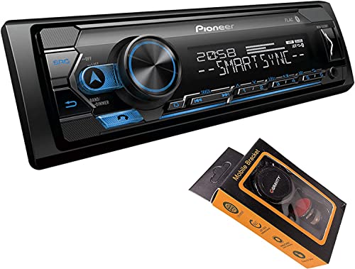 Pioneer Single DIN Bluetooth Digital Media Receiver with Short Chassis, Supports Amazon Alexa & Spotify + 2 Pairs of 6.5" Car Speakers (4 Speakers)