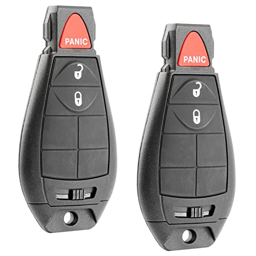 2x Keyless Option 3 Button POD Remote Key Replacement For Select Chrysler Dodge Jeep Volkswagen Vehicles - made with Durashell Technology