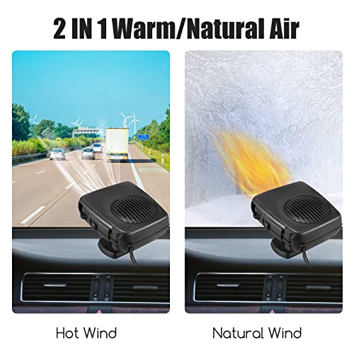 Car Heater 2 in 1 Portable Car Heater or Fan 12V 200W Car Heater That Plugs Into Cigarette Lighter, Fast Heating and Cooling Car Defogger Car Defroster, Heater for Car SUV Truck Rv Trailer