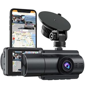 lamonke 4k dash cam with gps, front and inside dual 4k/1080p dash camera for cars, dashcam with wifi, ir night vision car camera, 24/7 recording parking mode, g-sensor, wdr, 256gb supported