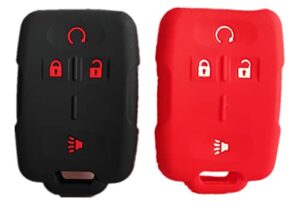 smart key fob covers case protector keyless remote holder for chevrolet silverado colorado m3n32337100 13577770 13577771 gmc sierra yukon cadillac black and red