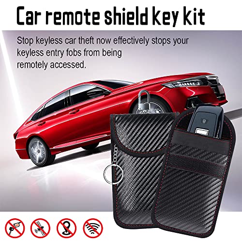 2PCS Faraday Bag for Key Fob, Car RFID Signal Blocking Key Fob Protector, Faraday Cage Protector, Signal Blocking Anti-Theft Bag, Anti-Theft Pouch, Carbon Fiber Faraday Pouch Key Fob Protector