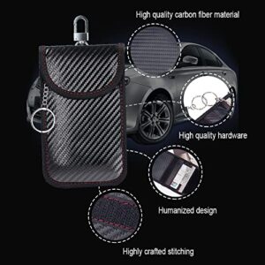 2PCS Faraday Bag for Key Fob, Car RFID Signal Blocking Key Fob Protector, Faraday Cage Protector, Signal Blocking Anti-Theft Bag, Anti-Theft Pouch, Carbon Fiber Faraday Pouch Key Fob Protector