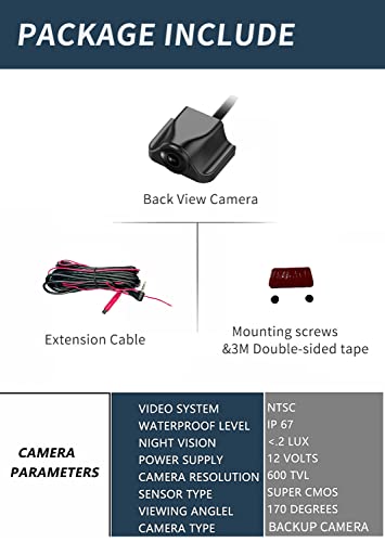 Backup Rear View Camera,IP67 Waterproof /Night Vision /WDR Wide Dynamic,/HDR high Dynamic /AHD and Super Wide Angle Reverse Rear View Backup Camera for Cars Pickup Trucks SUVs RVs Vans