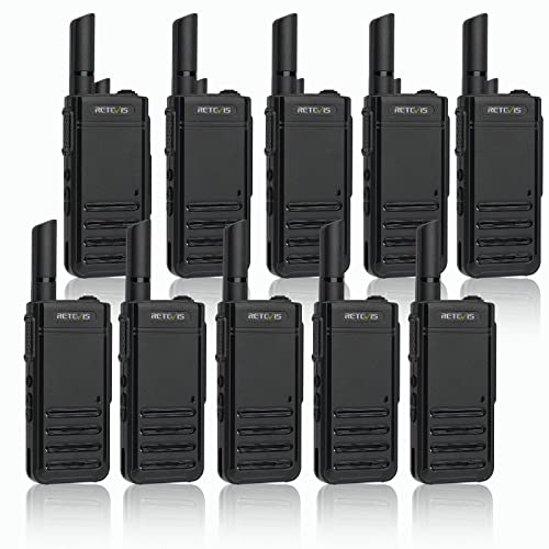 Retevis RB39 Walkie-Talkies,USB-C Rechargeable Two-Way Radios,Call Tone,Rugged,VOX Hands Free Portable 2 Way Radios for Healthcare Utility School Government(10 Pack)