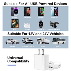 iPhone Car Charger, [Apple MFi Certified] 20w USB C Charger Block, 2Port PD/QC 3.0 Car Charger Adapter with 2Pack 3ft USB C to Lightning Cable for iPhone 14/13/12/11/Pro/Pro Max/XR/X8/iPad/Airpods