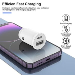 iPhone Car Charger, [Apple MFi Certified] 20w USB C Charger Block, 2Port PD/QC 3.0 Car Charger Adapter with 2Pack 3ft USB C to Lightning Cable for iPhone 14/13/12/11/Pro/Pro Max/XR/X8/iPad/Airpods