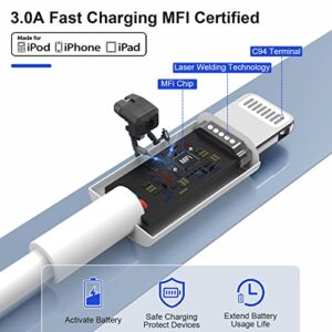 iPhone Car Charger, [Apple MFi Certified] 20w USB C Charger Block, 2Port PD/QC 3.0 Car Charger Adapter with 2Pack 3ft USB C to Lightning Cable for iPhone 14/13/12/11/Pro/Pro Max/XR/X8/iPad/Airpods