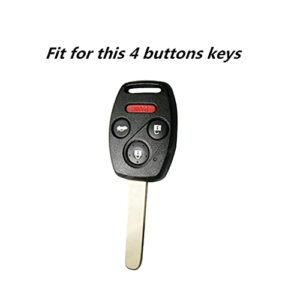 WFMJ Leather for Honda Accord Crosstour CR-V Civic Pilot Element Remote 4 Buttons Key Case Holder Cover Fob Chain (Black)