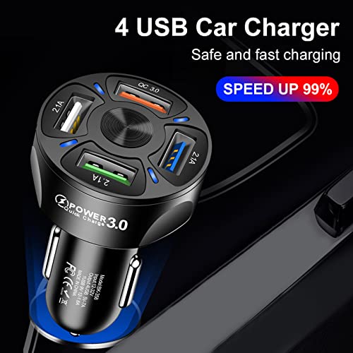 4 in 1 3.1A QC 3.0 Adapter Wireless Bluetooth Car FM Transmitter Receiver - 4 in 1 Charging Port Support Bluetooth Music & Bluetooth Call Handsfree Car Adapter