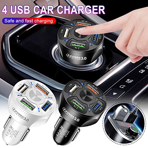 4 in 1 3.1A QC 3.0 Adapter Wireless Bluetooth Car FM Transmitter Receiver - 4 in 1 Charging Port Support Bluetooth Music & Bluetooth Call Handsfree Car Adapter