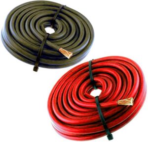 20ft 4 gauge primary speaker wire amp power ground car audio 10′ red + 10′ black