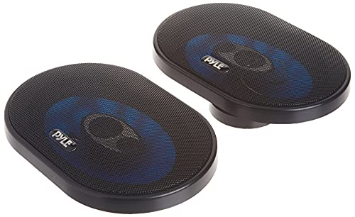 Pyle 6” x 8” Car Sound Speaker (Pair) - Upgraded Blue Poly Injection Cone 3-Way 360 Watts w/ Non-fatiguing Butyl Rubber Surround 70 - 20Khz Frequency Response 4 Ohm & 1" ASV Voice Coil - Pyle PL683BL