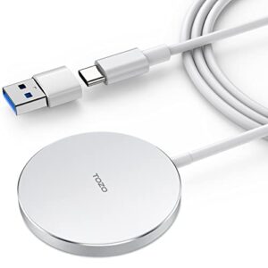tozo w6 wireless magnetic charger compatible for iphone 14/14 plus/14 pro/14 pro max/13 series/12 series aviation aluminum computer numerical control technology fast charging compatible for magsafe
