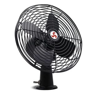 homdec 12v rv cooling fan with 2-speed switch, 8.75-inch heavy duty black metal fan, 12volts car fan, use for auto, truck, rv, car, boat, and buses (pack of 1)