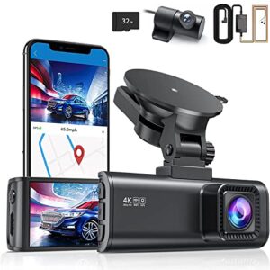 redtiger f7np 4k dash cam with wi-fi gps front and type c hardwire kit