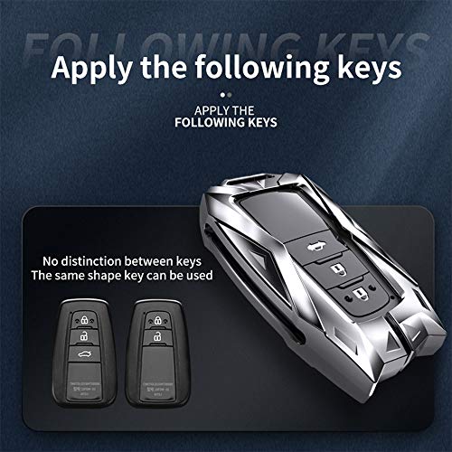 K LAKEY Toyota Metal Key Fob Cover,Compatible with Toyota Camry RAV4 Avalon C-HR Prius Corolla 2018-2019 Smart Keyless Entre Key Fob,Armor Key Fob Case Protector Jacket with Buckle Black