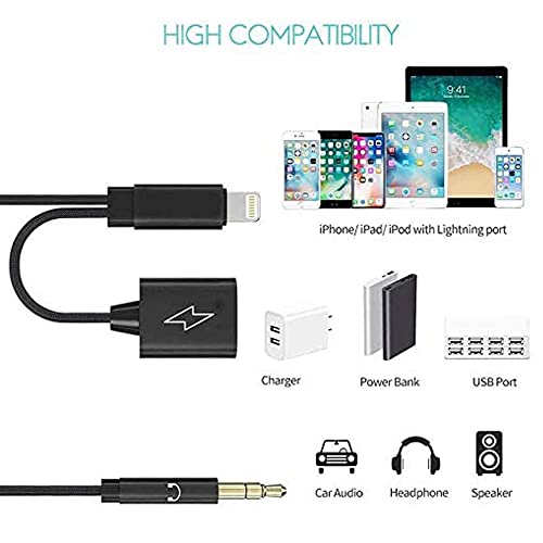 iPhone Aux Cord for Car with Charging Port,[Apple MFi Certified] Lightning to 3.5mm Charging Audio Aux Cable Works with Car Home Stereo Speaker Headphone Compatible with iPhone13/12/11/XS/XR/8/7/6