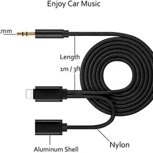 iPhone Aux Cord for Car with Charging Port,[Apple MFi Certified] Lightning to 3.5mm Charging Audio Aux Cable Works with Car Home Stereo Speaker Headphone Compatible with iPhone13/12/11/XS/XR/8/7/6