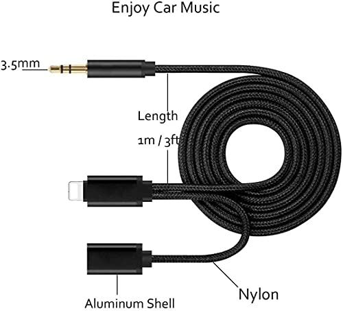 iPhone Aux Cord for Car with Charging Port,[Apple MFi Certified] Lightning to 3.5mm Charging Audio Aux Cable Works with Car Home Stereo Speaker Headphone Compatible with iPhone13/12/11/XS/XR/8/7/6