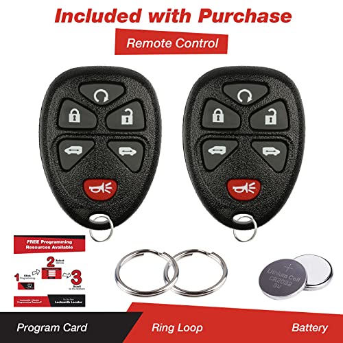 KeylessOption Keyless Entry Remote Control Car Key Fob Replacement for 15114376 (Pack of 2)