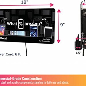 KwikBoost Wall Mount Cell Phone Charging Shelf | Multi-Device Station with 8 Ports | Compatible with Apple iPhone, iPad, Samsung, Android, Tablets and More! (18" x 9")