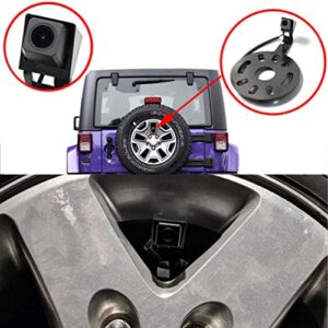 EWAY Backup Rear View Spare Tire Mount Camera for Jeep Wrangler 2007-2018 with 4.3" Anti-Glare Mirror LCD Monitor Reverse Camera with Removable Guideline