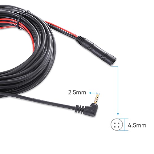 Dash Cam Rear Camera Cable,33 Ft 4 Pin to 2.5mm Male Plug Wire for Mirror Camera Rear View Camera,Car Recorder Reverse Camera Backup Camera Long Replacement Cable Cord Fit Pick-up,Trucks,RV,SUV,Bus