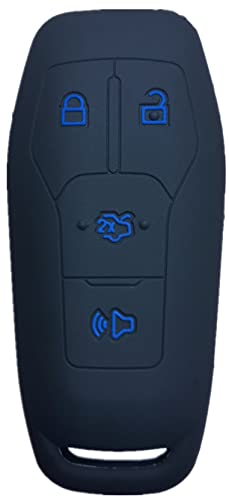 RUNZUIE 4 Buttons Silicone Keyless Entry Remote Smart Key Fob Cover Compatible Fit for Ford Mustang Fusion Edge Explorer F150