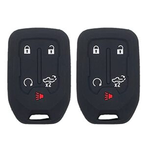 weibiss 2 pack soft 5 buttons soft silicone smart key fob cover case protector for 2019 2020 2021 chevrolet chevy silverado gmc sierra 1500 2500hd 3500hd hyq1ea 13529632 13591396, black
