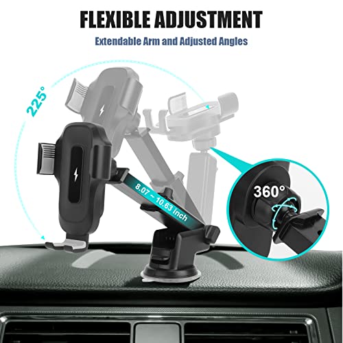 Wireless Car Charger, Amlink 15W Max Qi Fast Charging, Auto-Clamping Alignment Car Phone Holder Mount, Air Vent Windshield Dashboard for iPhone 14 13 12 11 Pro Max, Samsung Galaxy S22 S21 S20+, etc