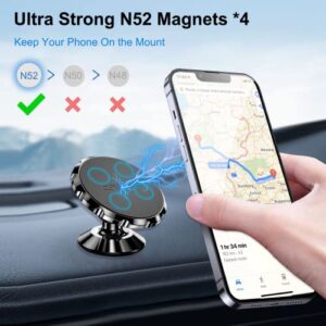 CAFELE Magnetic Phone Holder for Car [Aviation-Grade Alloy] Car Phone Holder Magnet Car Mount 360° Rotatable Universal Dashboard Phone Mount Stand Fit for iPhone Samsung Google Pixel Smartphones