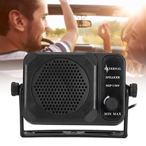 Qiilu Car Radio External Speaker, Mini External Speaker NSP‑150V 2‑Way Radio CB HF VHF UHF Transceiver Car Accessory