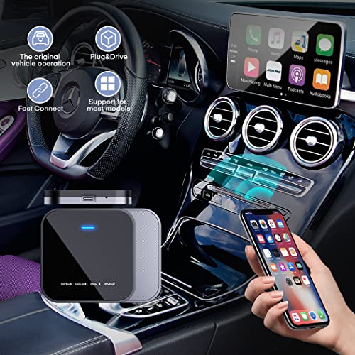 Phoebus Link Wireless Carplay Adapter, Apple Carplay Wireless Adapter USB Carplay Dongle 2023 New Upgraded Convert Wired to Wireless Carplay from 2015-2022 Cars Support iOS and Online Updated