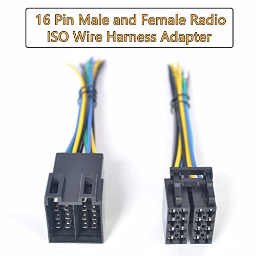 16 Pin Male Female Radio ISO Wire Harness Adapter for Peterbilt Freightliner International Semi Truck Volvo Sterling Mack Kenworth Stereo Connector to JVC Pioneer Kenwood Sony Android