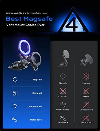 LISEN Fits MagSafe Car Mount for iPhone Holder [20 Strongest Magnets] Magnetic Phone Holder for Car Vent Car Accessories Cell Phone Holder Mount for iPhone 14 13 12 Pro Max Mini Plus MagSafe Case