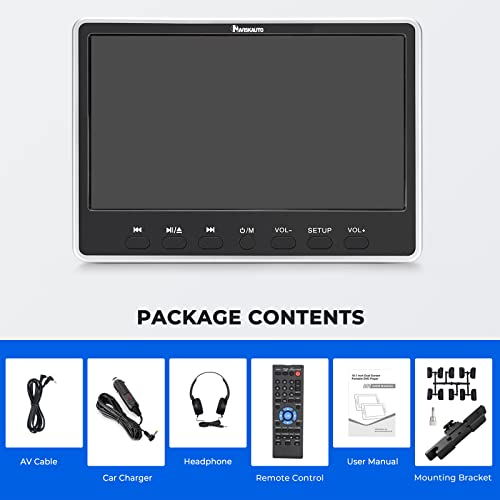 NAVISKAUTO 12'' Headrest DVD Player with HDMI Input, Car DVD Player with Free Headphone Support USB/SD Card, 1080P Video, MP4, Region Free, Last Memory, AV in & AV Out