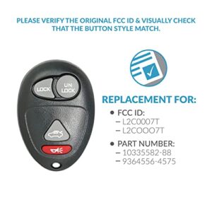 Keyless2Go Replacement for Keyless Entry Car Key Fob Vehicles That Use 4 Button L2C0007T 10335582-88 Remote, Self-programming