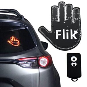 flik original middle finger light – give the bird & wave to drivers – hottest gifted car accessories, truck accessories, car gadgets & road rage signs for men, women, & teens – funny back window sign