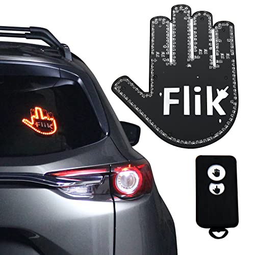 FLIK Original Middle Finger Light - Give The Bird & Wave to Drivers - Hottest Gifted Car Accessories, Truck Accessories, Car Gadgets & Road Rage Signs for Men, Women, & Teens - Funny Back Window Sign