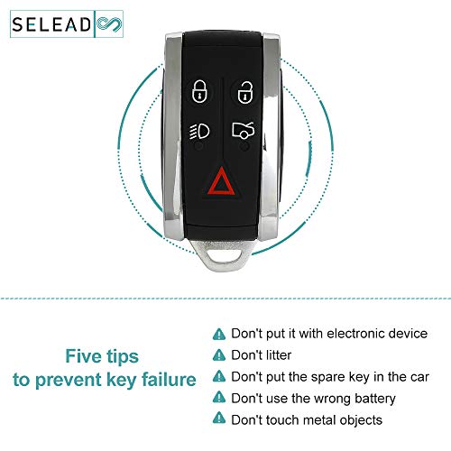 SELEAD Flip Key Fob 5 Buttons Keyless Entry Remote SHELL CASE fit 2009-2013 for Jaguar XF 2010 for Jaguar XJ8 2006-2010 for Jaguar XK8 2006-2014 for Jaguar XKR 2014-2015 XK KR55WK45694 1pc